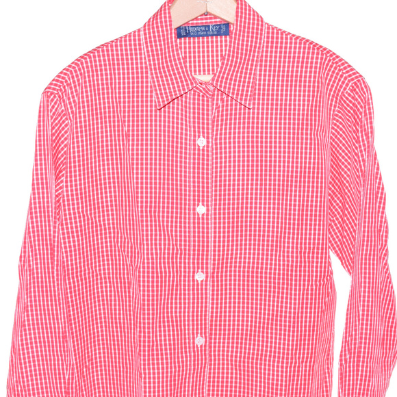 Hilditch & Key 10 Red White Checks LS Womens Shirt - Picture 3 of 6
